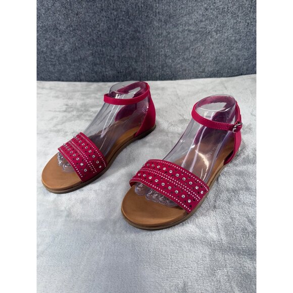 Andiamo Women's shoes 8M red strap sandels with rhinestones - Picture 12 of 16